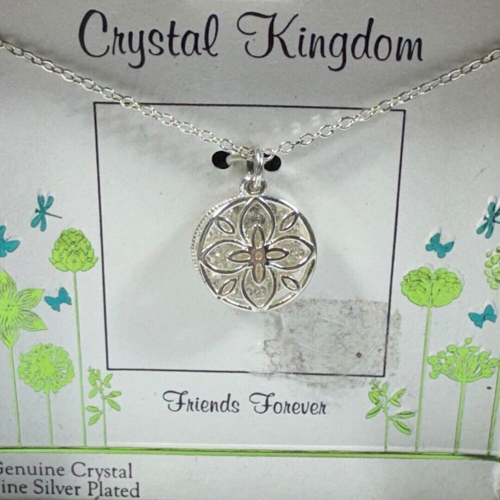 Crystal Kingdom Friends Forever Genuine Crystals Silver Plated Necklace Gift Box
